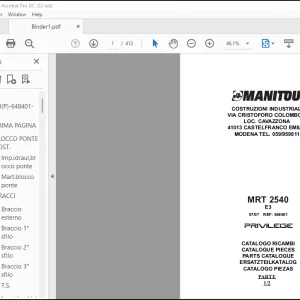 Manitou Telehandler MRT 2540 E3 Privilege Parts Catalogue Manual 648401 - PDF DOWNLOAD