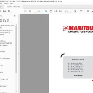 Manitou Telehandler MT 1135,MT 1335  EASY 75D ST5 S1 Repair Manual 647802EN - PDF DOWNLOAD