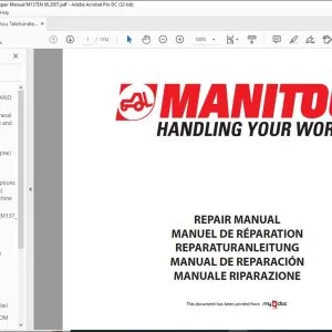 Manitou Telehandler MT 1840 EP Repair Manual M137EN - PDF DOWNLOAD