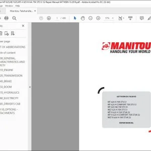 Manitou Telehandler MT 625,MLT 625,MT-X 625 H HA 75K ST5 S1 S2 Repair Manual 647745EN - PDF DOWNLOAD