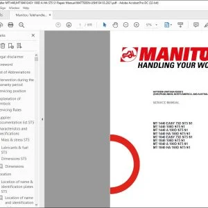 Manitou Telehandler MT1440,MT1840 EASY 100D A HA ST5 S1 Repair Manual 6647793EN - PDF DOWNLOAD