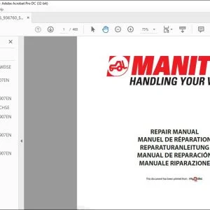 Manitou Telescopic Loader MLT 627 T Repair Manual - PDF DOWNLOAD