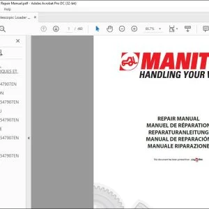 Manitou Telescopic Loader MLT627 Turbo Repair Manual 547907EN - PDF DOWNLOAD
