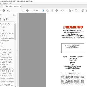 Manitou Telescopic Loader MRT 1432 Comfort Line Repair Manual - PDF DOWNLOAD