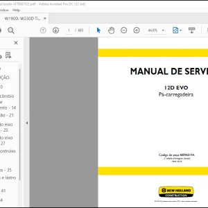 NEW HOLLAND 12D EVO Pá-carregadeira MANUAL DE SERVIÇO 48096019A - PDF DOWNLOAD (Brasil)