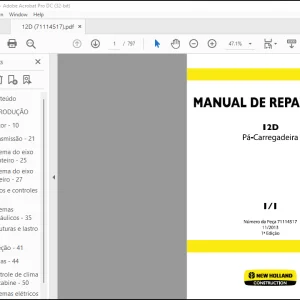 NEW HOLLAND 12D Pa-Carregadeira MANUAL DE REPARACOES 71114517 - PDF DOWNLOAD (Brasil)