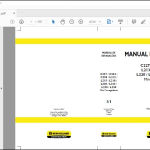 NEW HOLLAND C227 / C232 / C238 / L213 / L215 / L218 / L220 / L223 / L225 / L230 Mini Carregadeiras MANUAL DE REPARAÇÕES 84561154- PDF DOWNLOAD (Brasil)