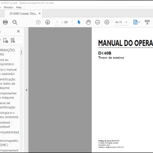 NEW HOLLAND D140B Trator de esteiras MANUAL DO OPERADOR 51619712 - PDF DOWNLOAD (Brasil)