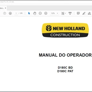 NEW HOLLAND D180C BD D180C PAT MANUAL DO OPERADOR 47605801 - PDF DOWNLOAD (Brasil)