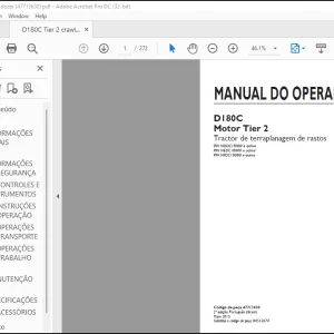 NEW HOLLAND D180C Motor Tier 2 Tractor de terraplanagem de rastos MANUAL DO OPERADOR 47713630 - PDF DOWNLOAD (Brasil)