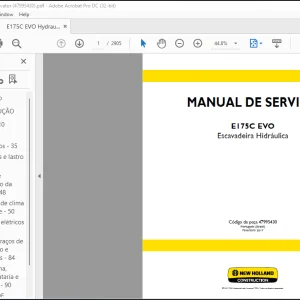 NEW HOLLAND E175C EVO Escavadeira Hidráulica MANUAL DE REPARAÇÕES 47995430 - PDF DOWNLOAD (Brasil)