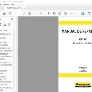 NEW HOLLAND E175C Escavadeira Hidráulica MANUAL DE REPARAÇÕES 71114515 - PDF DOWNLOAD (Brasil)