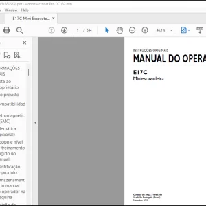 NEW HOLLAND E17C Miniescavadeira MANUAL DO OPERADOR 51680383 - PDF DOWNLOAD (Brasil)