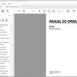 NEW HOLLAND E18C Miniescavadeira MANUAL DO OPERADOR 48039344 - PDF DOWNLOAD (Brasil)