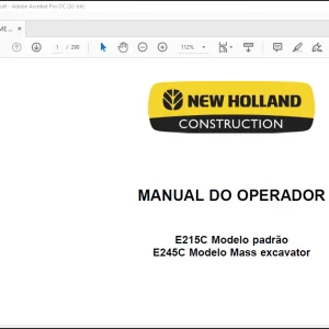NEW HOLLAND E215C 245C MANUAL DO OPERADOR 47619473A - PDF DOWNLOAD (Brasil)