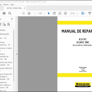 NEW HOLLAND E215C E245C ME Escavadeira Hidráulica MANUAL DE REPARAÇÕES 71114527 - PDF DOWNLOAD (Brasil)