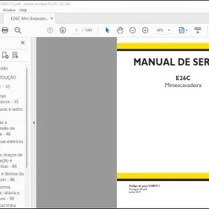 NEW HOLLAND E26C Miniescavadeira MANUAL DE SERVIÇO 51605711 - PDF DOWNLOAD (Brasil)