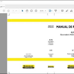 NEW HOLLAND E27B Escavadeira Hidráulica Compacta Manual de Reparações 47514815 - PDF DOWNLOAD