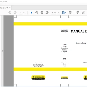 NEW HOLLAND E30B / E35B Escavadeira Hidráulica Compacta Manual de Reparações 47514843 - PDF DOWNLOAD (Brasil)