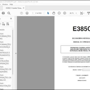 NEW HOLLAND E385C EVO Escavadeira Hidráulica MANUAL DO OPERADOR LC91Z00037P1 - PDF DOWNLOAD (Brasil)