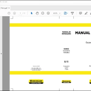 NEW HOLLAND E385C Escavadeira Hidráulica Manual de Reparações 71114514 - PDF DOWNLOAD (Brasil)