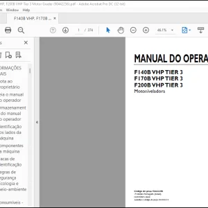 NEW HOLLAND F140B VHP TIER 3 F170B VHP TIER 3 F200B VHP TIER 3 Motoniveladora MANUAL DO OPERADOR 90442256 - PDF DOWNLOAD (Brasil)