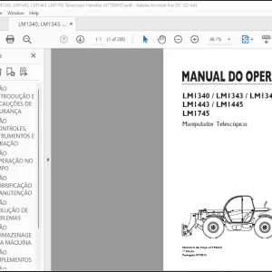 NEW HOLLAND LM1340 / LM1343 / LM1345 LM1443 / LM1445 LM1745 Manipulador Telescópico MANUAL DO OPERADOR 47798655 - PDF DOWNLOAD (Brasil)