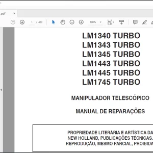 NEW HOLLAND LM1340 TURBO LM1343 TURBO LM1345 TURBO LM1443 TURBO LM1445 TURBO LM1745 TURBO MANIPULADOR TELESCÓPICO MANUAL DE REPARAÇÕES - PDF DOWNLOAD (Brasil)