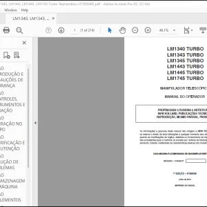 NEW HOLLAND LM1340 TURBO LM1343 TURBO LM1345 TURBO LM1443 TURBO LM1445 TURBO LM1745 TURBO MANIPULADOR TELESCÓPICO MANUAL DO OPERADOR 47395048 - PDF DOWNLOAD (Brasil)