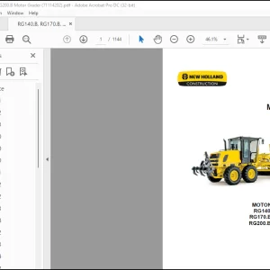 NEW HOLLAND RG140.B/RG140.B VP RG170.B/RG170.B AWD RG200.B/RG200.B AWD MOTONIVELADORAS MANUAL DE SERVIÇOS 71114202 - PDF DOWNLOAD (Brasil)