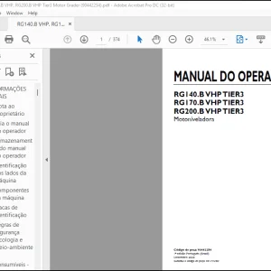 NEW HOLLAND RG140.B VHP TIER3 RG170.B VHP TIER3 RG200.B VHP TIER3 Motoniveladora MANUAL DO OPERADOR 90442254 - PDF DOWNLOAD (Brasil)