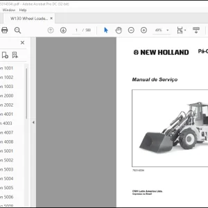 NEW HOLLAND W130 Pá-carregadeira MANUAL de Servico 75314334 - PDF DOWNLOAD (Brasil)