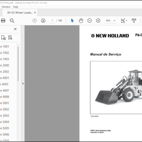 NEW HOLLAND W130 Pá-carregadeira MANUAL De Servico - HeyDownloads ...