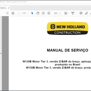 NEW HOLLAND W130B Motor Tier 3 MANUAL DE SERVIÇO 48096032A - PDF DOWNLOAD (Brasil)