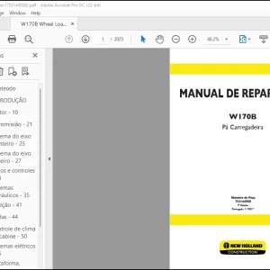 NEW HOLLAND W170B Pá-carregadeira MANUAL DE REPARAÇÕES 75314495B - PDF DOWNLOAD (Brasil)