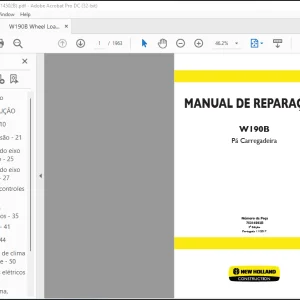 NEW HOLLAND W190B Pá-carregadeira MANUAL DE REPARAÇÕES 75314502B - PDF DOWNLOAD (Brasil)