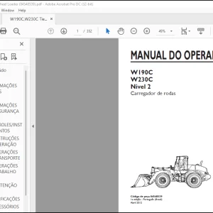NEW HOLLAND W190C W230C Nivel 2 Carregador de rodas MANUAL DO OPERADOR 84548539 - PDF DOWNLOAD (Brasil)