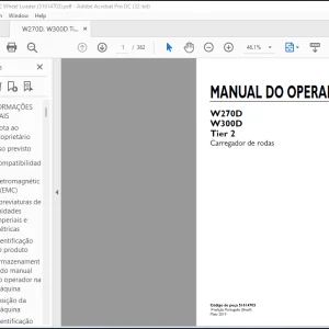 NEW HOLLAND W270D W300D Tier 2 Carregador de rodas MANUAL DO OPERADOR 51614703 - PDF DOWNLOAD (Brasil)