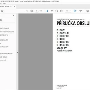New Holland B100C B100C LR B100C TC B110C B110C TC B115C TC Stage IV Rypadlo-nakladač PŘÍRUČKA OBSLUHY 47795938 - PDF DOWNLOAD (Czech)