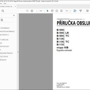 New Holland B100C B100C LR B100C TC B110C B110C TC B115C Rypadlo-nakladač PŘÍRUČKA OBSLUHY 47987174 - PDF DOWNLOAD (Czech)