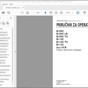 New Holland B100C B100C LR B100C TC B110C B110C TC B115C faze III.B Traktor utovarivač rovokopač PRIRUČNIK ZA OPERATERA (47987194)- PDF DOWNLOAD (Croatian)