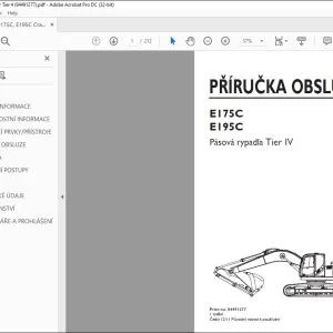 New Holland E175C E195C Pásová rypadla Tier IV PŘÍRUČKA OBSLUHY 84491277 - PDF DOWNLOAD (Czech)