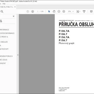 New Holland F106.7A F106.7 F156.7A F156.7 Motorový grejdr PRÍRUCKA OBSLUHY 47421987 - PDF DOWNLOAD (Czech)