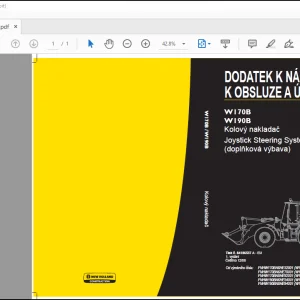 New Holland W170B W190B KOLOVY  NAKLADAC JOYSTICK STEERING SYSTEM (DOPLNKOVA VYBAVA) DODATEK K NAVODU OBSLUZE A UDRZBE Manual - PDF DOWNLOAD ( (Czech)