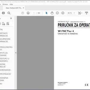 New Holland W170C Tier 4 Utovarivac na kotacima PRIRUCNIK ZA OPERATERA (47558763) - PDF DOWNLOAD (Czech)