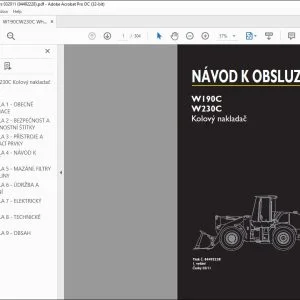 New Holland W190C W230C Kolový nakladač NÁVOD K OBSLUZE 84492228 - PDF DOWNLOAD (Czech)