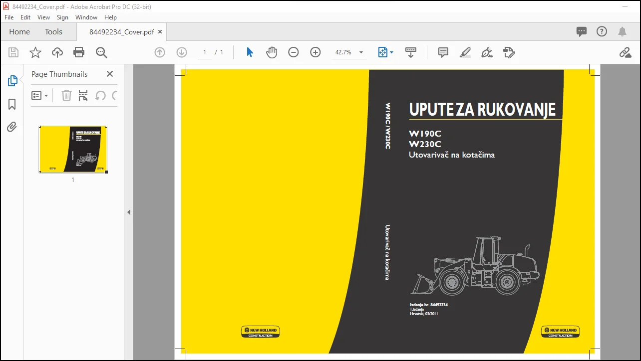 New Holland W190C W230C UPUTE ZA RUKOVANJE Manual (84492234) - PDF DOWNLOAD (Croatian) - Image 2