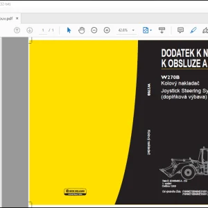 New Holland W270B STEERING SYSTEM (DOPLNKOVA VYBAVA) DODATEK K NAVODU K OBSLUZE A UDRZBE 87499495 A - PDF DOWNLOAD (Czech)   