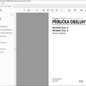 New Holland W270C Tier 4 W300C Tier 4 Kolovy nakladac PRÍRUCKA OBSLUHY 47563941 - PDF DOWNLOAD (Czech)