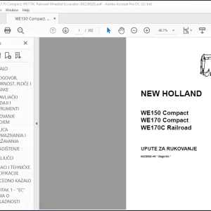 New Holland WE150 Compact WE170 Compact WE170C Railroad UPUTE ZA RUKOVANJE 84238828 - PDF DOWNLOAD (Croatian)